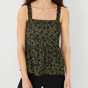 NWT Ann Taylor Size Large Green Floral Peplum Tank Top